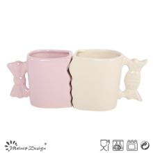 Pink and Yellow Lovely Color Mug with Cute Handle